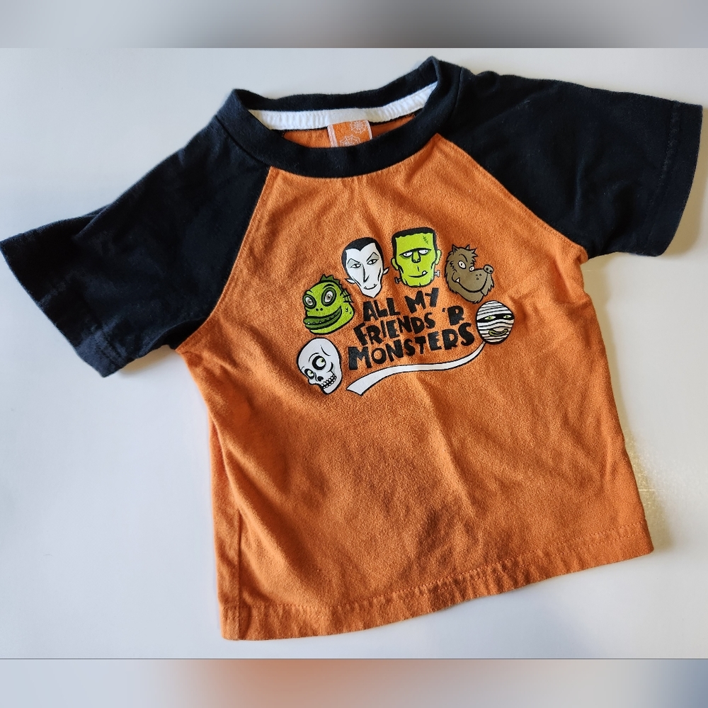 Boys 12 Month Halloween Short Sleeve Shirt With Monsters
